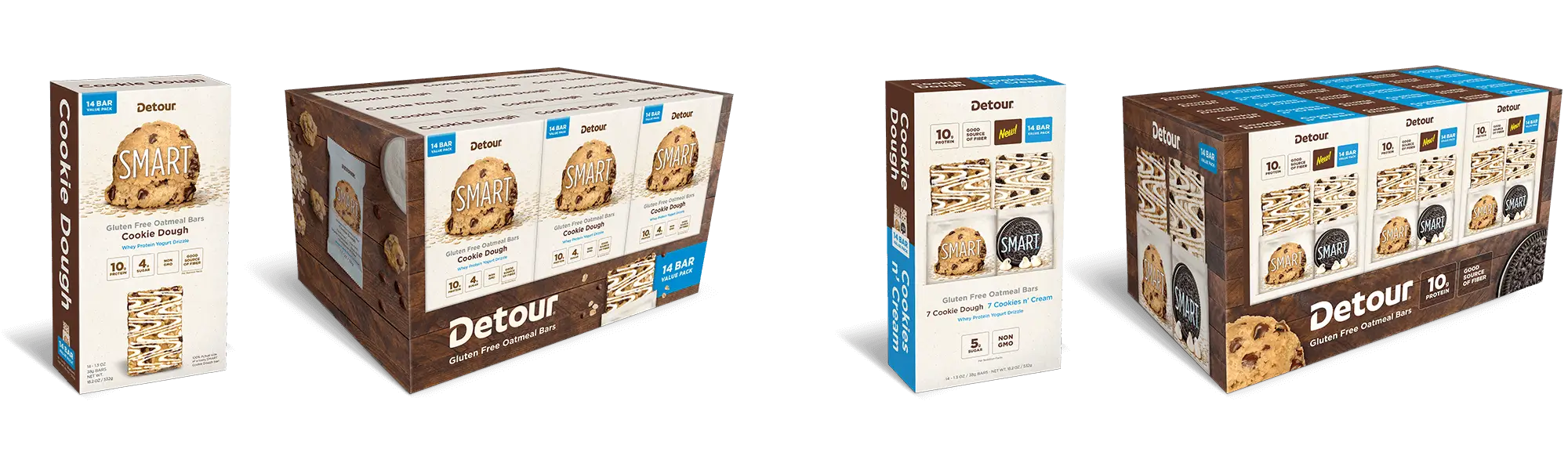 Detour Smart protein bar club store packaging design system.