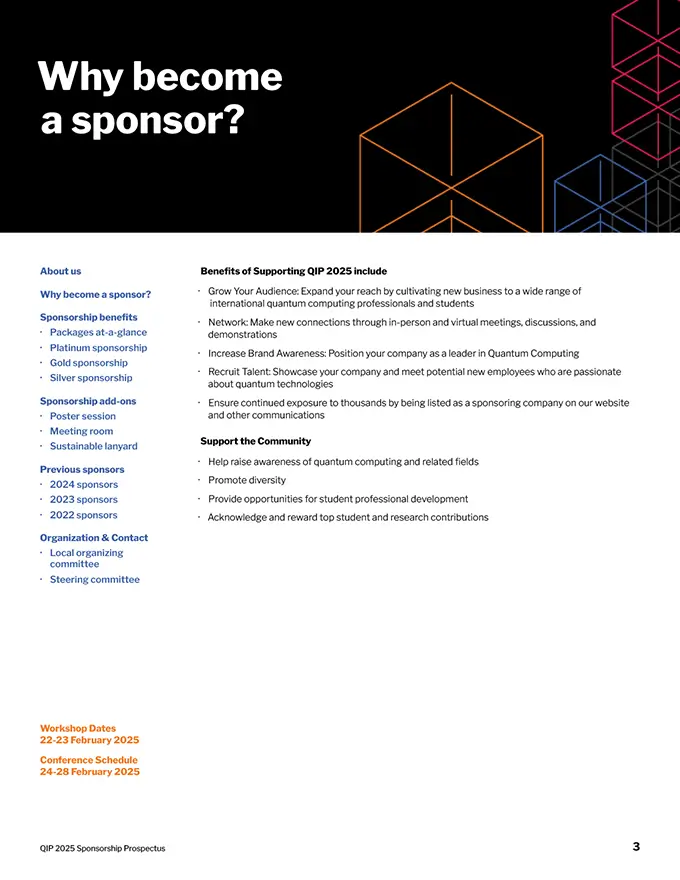 Annual Conference on Quantum Information Processing sponsor prospectus page 3