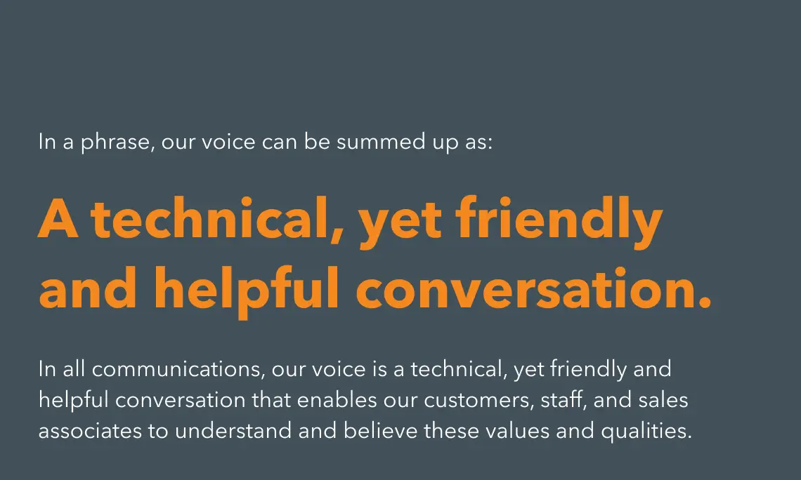 Sciessent brand voice and tone, a technical, yet friendly and helpful conversation.