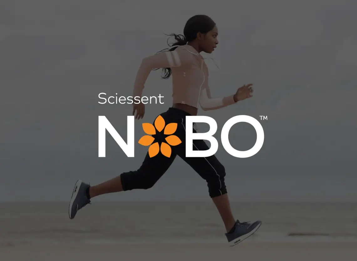 Female runner wearing garments treated with Sciessent NOBO technology.